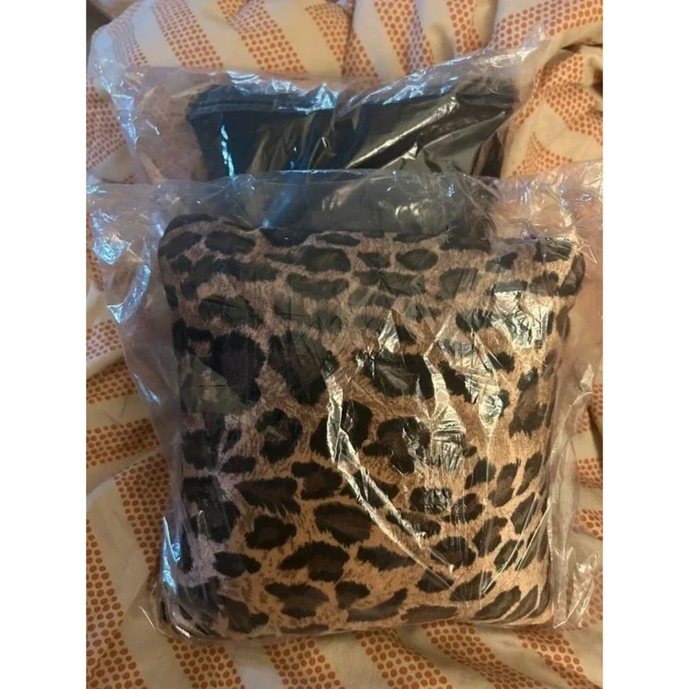 Leopard Print Square Decorative Throw Accent Size 10x10